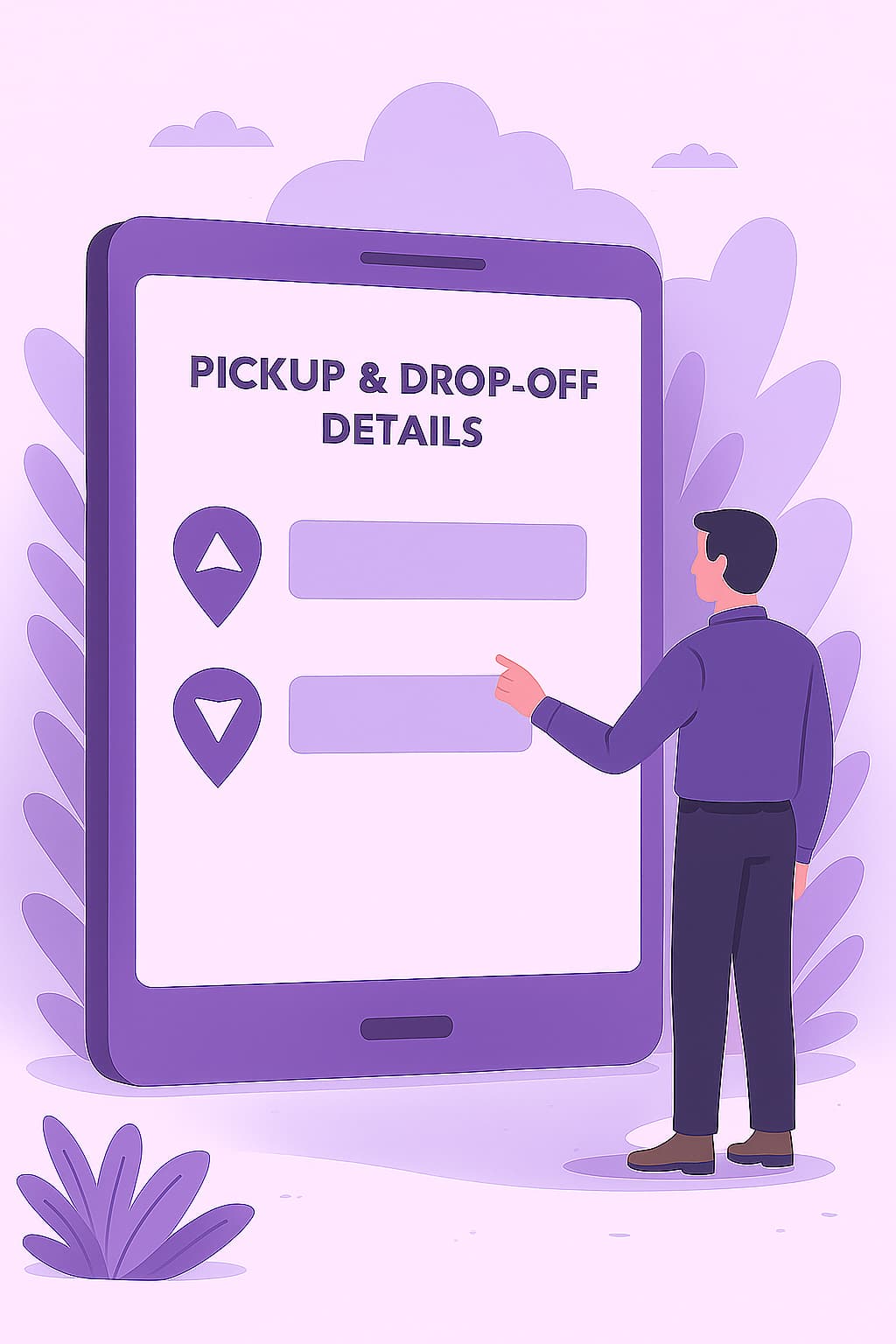 ilustrasi langkah ke 3 dalam memesan truk di diallogistik yaitu dengan mengisi titik jemput dan antar